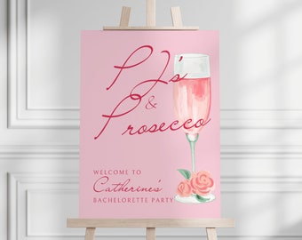 PJs & Prosecco Bachelorette Welcome Sign Template (Digital File)