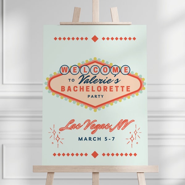 Vegas Bachelorette Party Welcome Sign / Las Vegas, NV Bachelorette Party Decoraciones / Casino Bach Descarga digital Canva Sign Template
