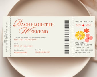 Bachelorette Party Boarding Pass Invitation Template (Digital Download)