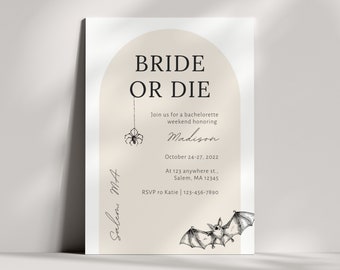 Braut oder Die Bachelorette Einladungsvorlage: Salem-Thema (Anpassbarer Download)