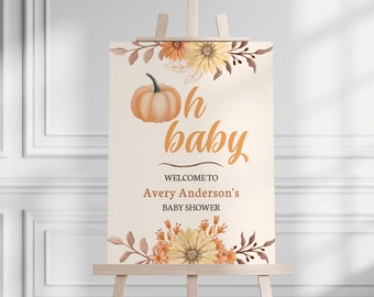 Pumpkin Baby Shower Welcome Sign: Autumn Theme (Canva Template)