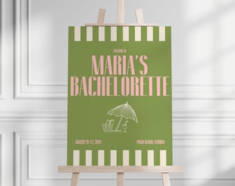 Palm Beach Bachelorette Welcome Sign: Retro Summer Theme (Digital Download)