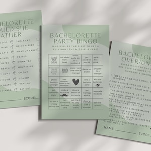 Sage Green Vino Before Vows Bachelorette Game Template | Wine Tour Hen Party Games | Customizable Canva Party Game Print at Home
