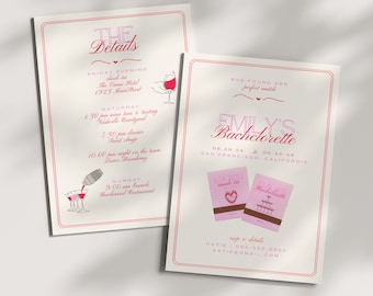 Matchbook Bachelorette Invitation Template: Girls Weekend Itinerary (Digital Download)
