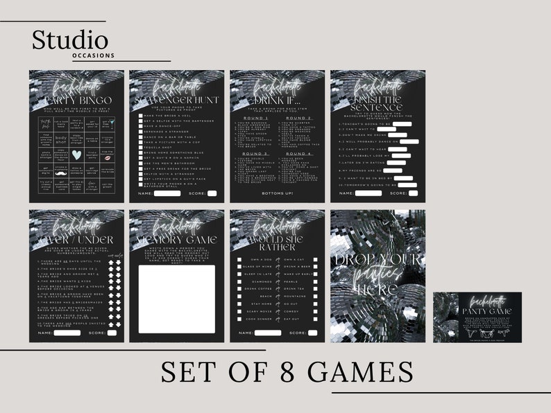 Last Disco Bachelorette Party Games Bundle (Printable Canva Templates) image 4