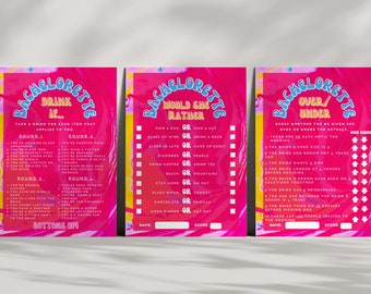 Retro Bachelorette Party Games: Tie Dye Hen Party (Canva Templates)