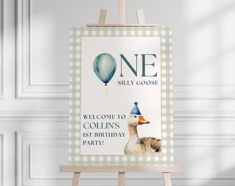 One Silly Goose Birthday Welcome Sign: Duckling Party Decor (Digital Download)