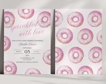 Pink Donut Baby Sprinkle Invitation: Editable Template (5x7, Mobile)