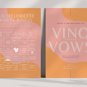 Paquete Vino Before Vows Bachelorette / Wine Tour Bachelorette Invitación, itinerario de fin de semana, tarjeta Venmo y juego de 8 juegos / Vineyard Canva Prints
