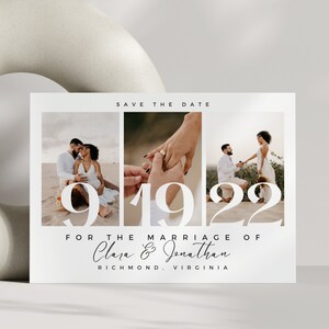 Minimal Photo Save The Date Template | Photo Proposal & Engagement Announcement Card | Simple Minimalistic Classic Design Canva Template