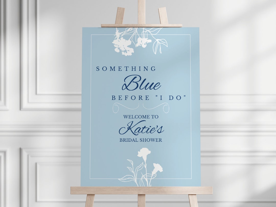 Something Blue Bridal Shower Welcome Sign Template (digital Download ...