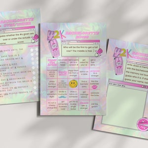 Y2K Bachelorette Party Games | 2000s Throwback Bachelorette Party Print Out | 00s Party Games Bundle | Printable Canva Templates