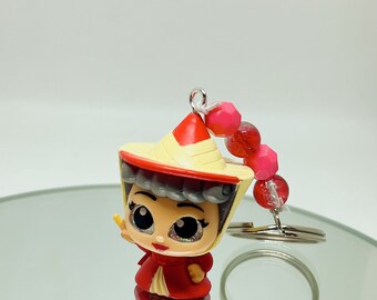 Handmade Flora Keychain: Sleeping Beauty Fan Charm