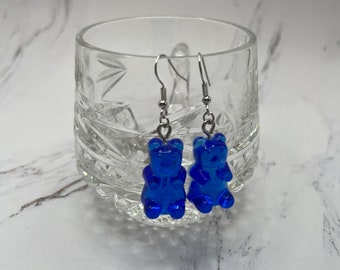 Blue gummy bear earrings