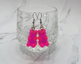 Pink gummy bear earrings