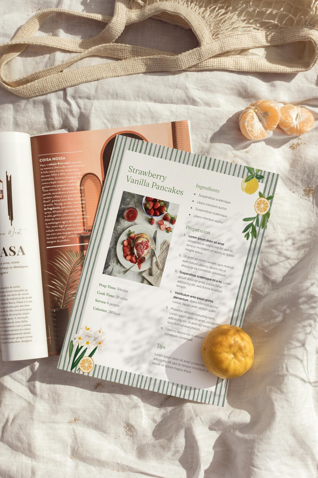 Recipe Book Template | Whimsical Watercolor Style | Lemon Theme ...