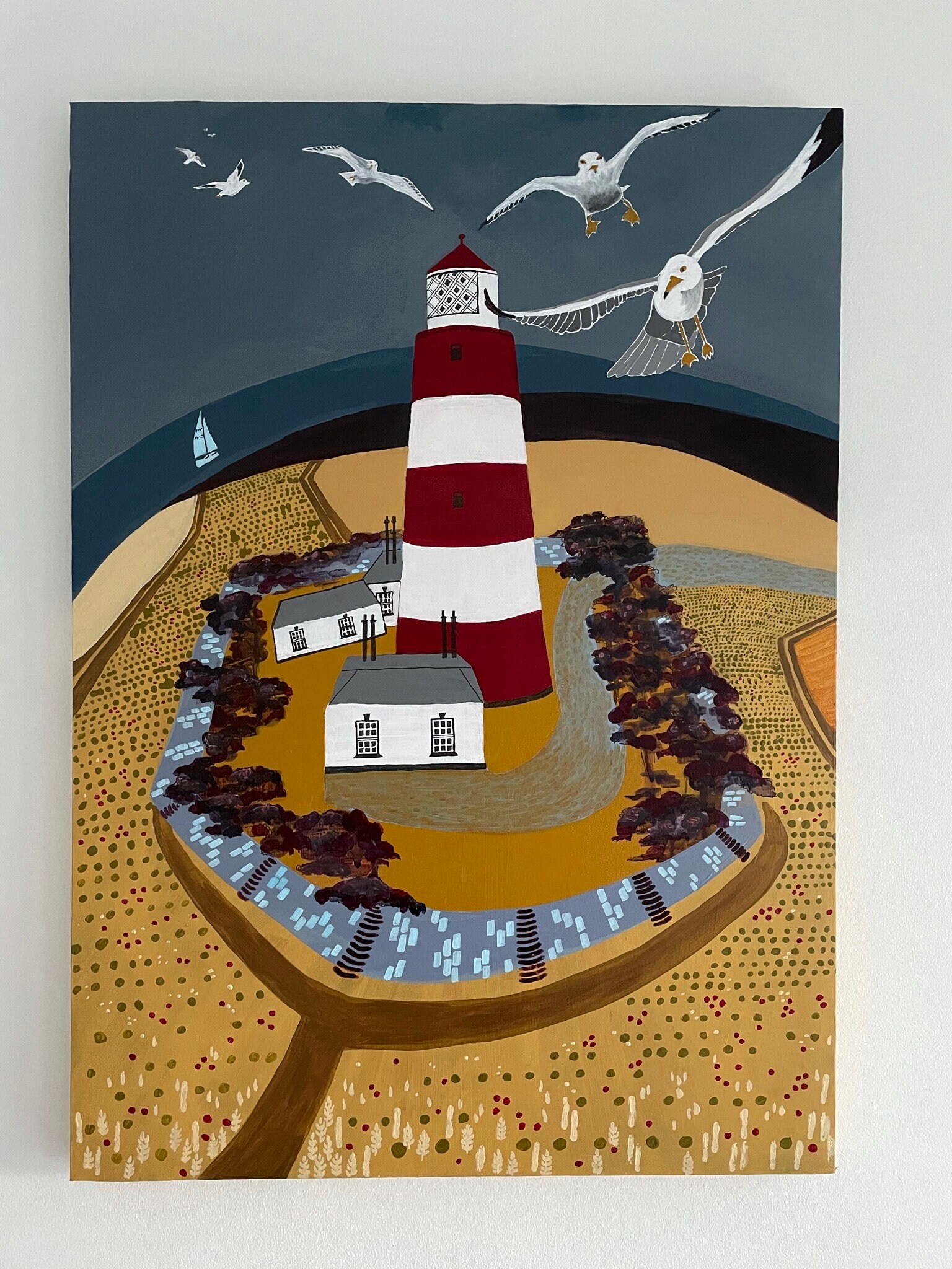 Original Artwork Happisburgh Lighthouse Norfolk Acrylic Etsy