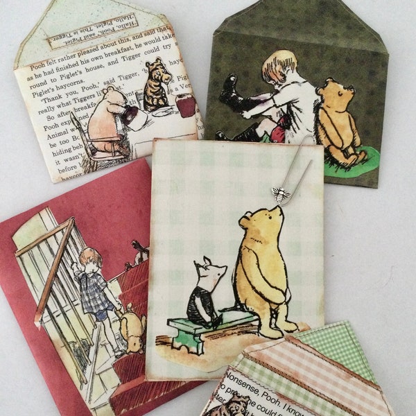 Winnie-The-Pooh themed envelope set, handmade envelopes suitable for junk journals, planner, album, scrapbook,