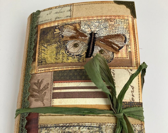 Junk Journal, Scrappy Botanical Journal, Handmade Blank Book, Nature