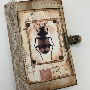 Mini Handmade Blank Journal: Vintage Style Pocketbook with clip closure