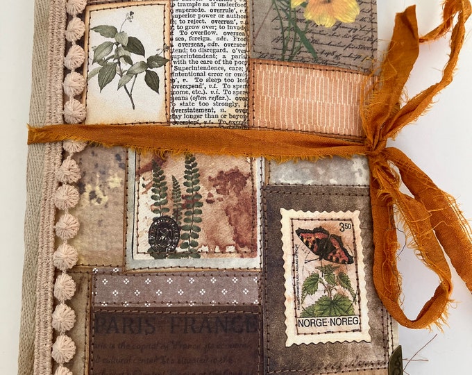 Junk Journal, Scrappy Botanical Journal, Handmade Blank Book, Nature