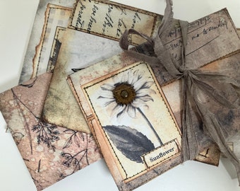 Handmade Botanical Envelopes: Vintage Floral Stationery Set.