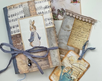 Handgemaakt Peter Rabbit blanco dagboek, Beatrix Potter notitieboekje, schetsboek, planner, bullet journal