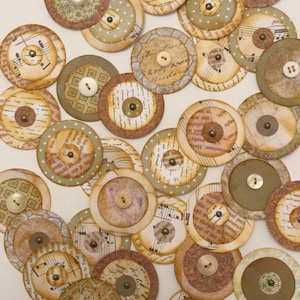 Dieci abbellimenti per diari fatti a mano, bottoni di carta in stile vintage, decorazioni per diari spazzatura, oggetti effimeri vintage, forniture artigianali