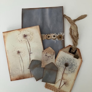 Handmade scrapbooking supplies, junk journal ephemera,  journal pockets, stationery set
