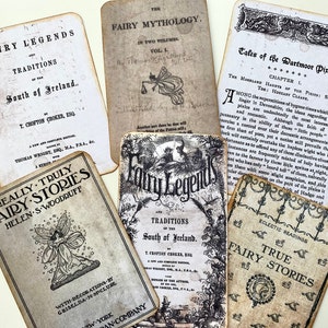 Coisas efêmeras de diário com tema de fadas, cartões de diário, pontos de registro no diário, cartões de fadas, coisas efêmeras de fadas