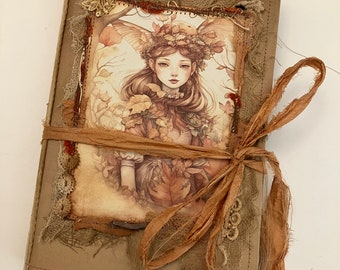 Fairy junk journal, faerie blank book, sketch book, notebook, gift for her, craft supplies,