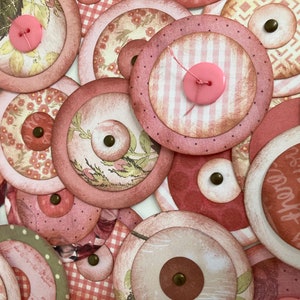 Dix embellissements de journal faits main, jolis boutons en papier, décoration de journal indésirable, éphémères vintage, fournitures d'artisanat