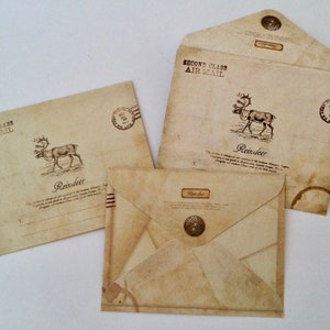 Retro Reindeer Mini Envelopes: Christmas pockets, Junk Journal Ephemera, Happy Mail.