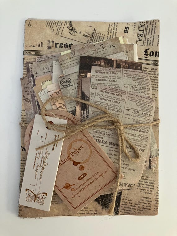 Vintage Style Junk Journal Ephemera: 100-Piece Scrapbook Supply Pack