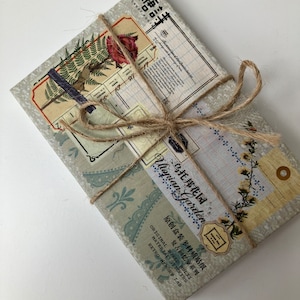 Tijdelijk pakket met botanisch thema, stickerset tuinstijl, briefpapier, plakboekbenodigdheden,