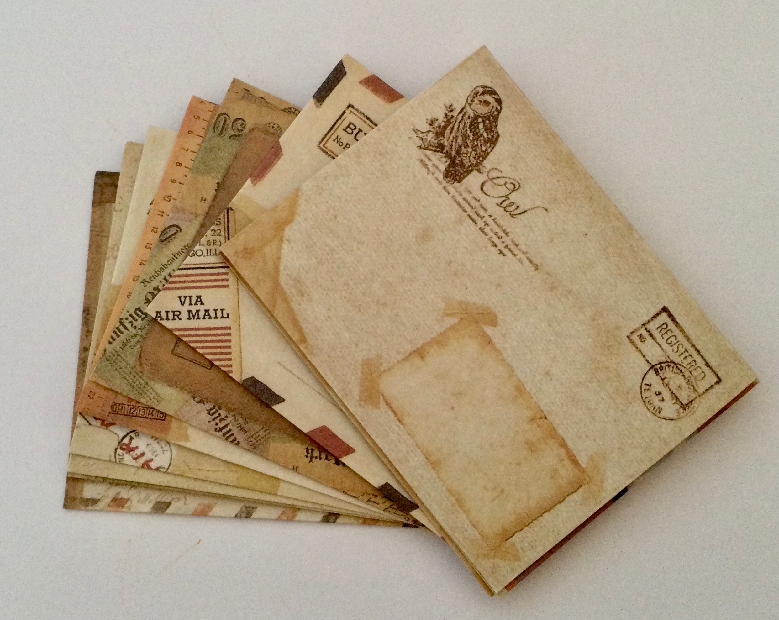 deli paper envelopes stencilled & stamped (2 diferent ways for junk  journals) 