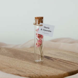 Guest gift: Personalized Dried Flower Vial 10cm Wedding, event, etc. Minimum order 10 image 1