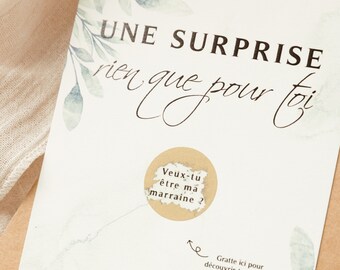 Carte à gratter : "Veux-tu être ma marraine ?"