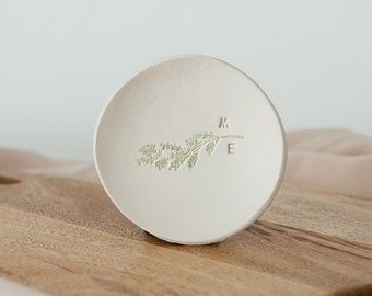 Clay wedding ring holder with your initials