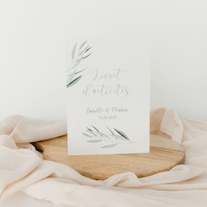 Guest gift: Children&#39;s activity booklet &quot;The olive tree&quot; in white