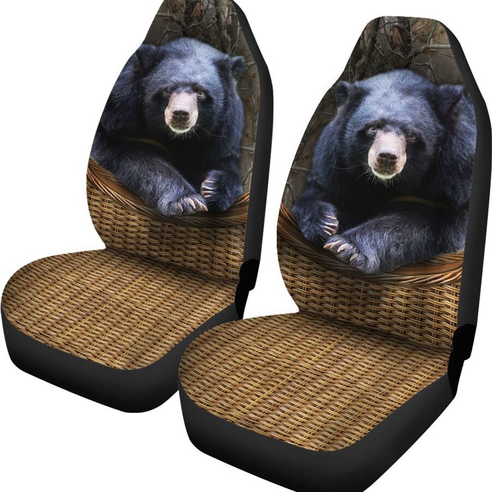 Hunting Black Bear In The Wicker 3D Car Seat Cover Flower Seat Etsy