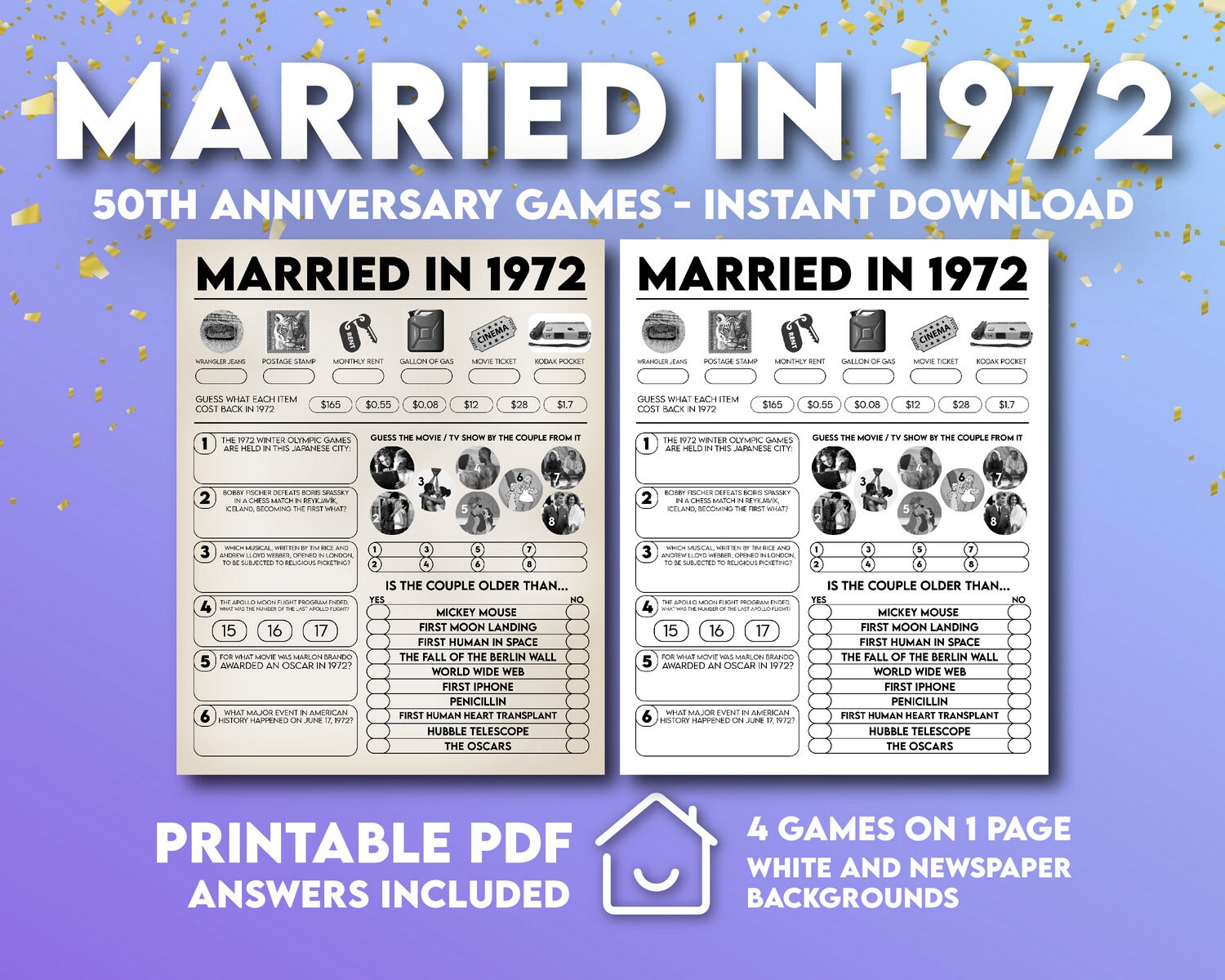 1972 Trivia Printable Printable World Holiday