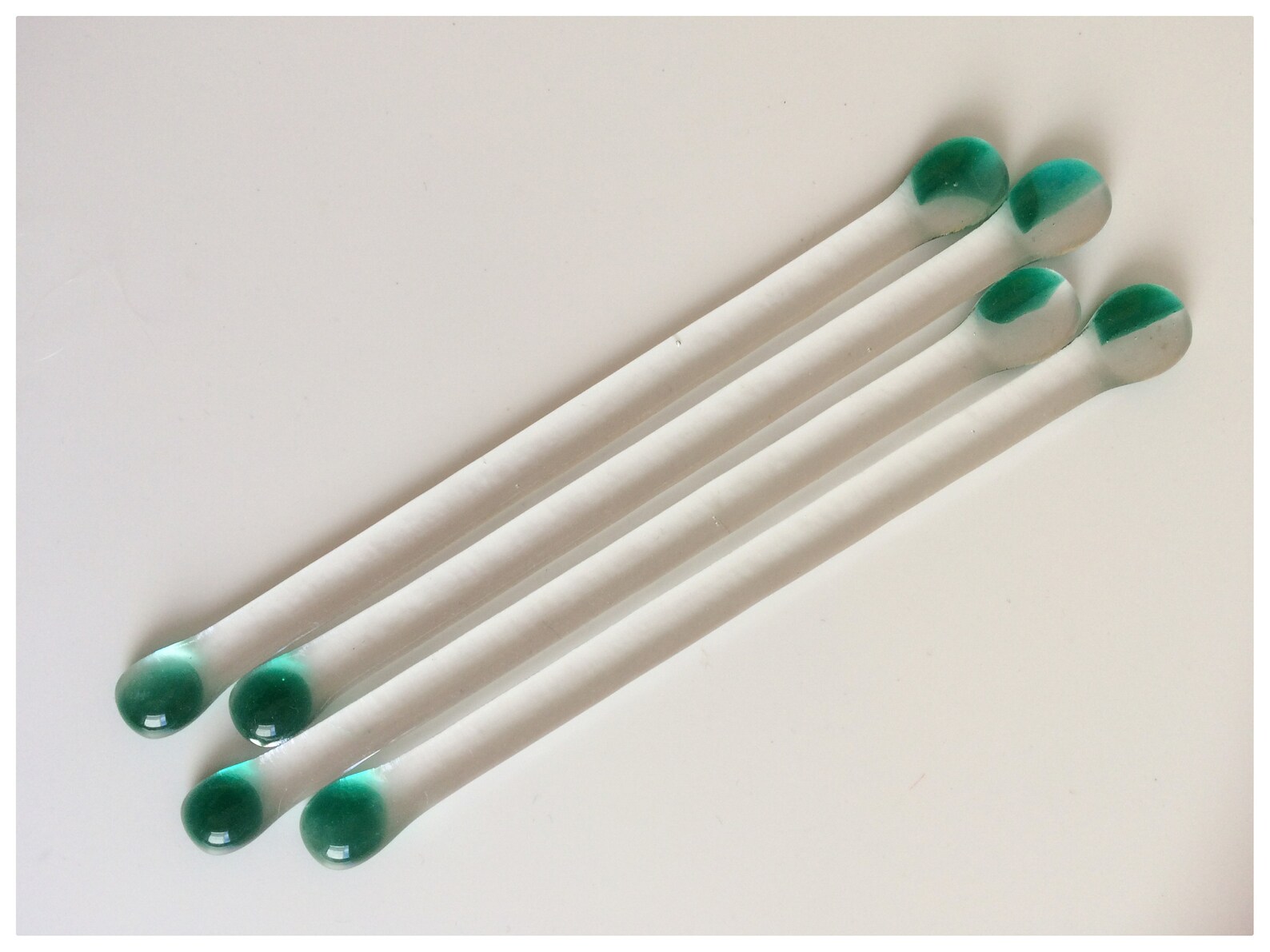 Fused Glass Swizzle Sticks Length 16cm Set 4 Emerald Green Etsy