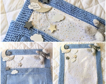 Couverture bébé tricotée personnalisable plaid cadeau de naissance