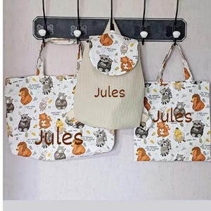 Sac à dos enfant personnalisé, sac à dos maternelle et ses tote bag. Kit d'entrée à l'école maternelle,  cartable