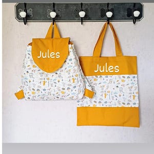 Sac à dos enfant personnalisé, sac à dos maternelle et son tote bag assorti.  Kit d'entrée à l'école maternelle,  cartable