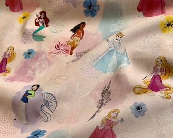 Disney Pink Princess 100% Cotton Fabric - Half Metre/Metre
