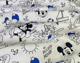 Disney Mickey Mouse & Donald Duck 100% Cotton Fabric - Half Metre/Metre