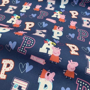 Peppa Pig Letters 100% Cotton Fabric - Half Metre/Metre