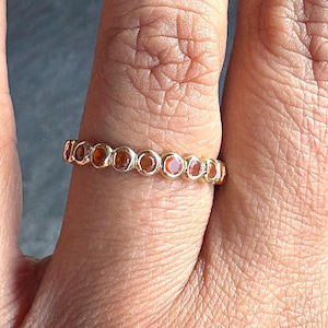 Orange Carnelian Full Eternity Stackable Ring/Wedding Band in 14K Solid Gold - Bridal Jewelry for a Minimalist Look